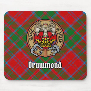 Clan Drummond Crest over Tartan Muismat