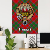 Clan Drummond Crest over Tartan Poster (Thuiskantoor)