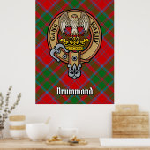 Clan Drummond Crest over Tartan Poster (Keuken)