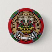 Clan Drummond Crest over Tartan Ronde Button 5,7 Cm (Voorkant)