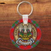 Clan Drummond Crest over Tartan Sleutelhanger (Voorkant)
