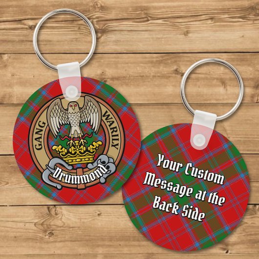 Clan Drummond Crest over Tartan Sleutelhanger