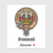 Clan Drummond Crest over Tartan Sticker (Vel)
