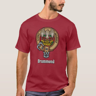 Clan Drummond Crest over Tartan T-shirt