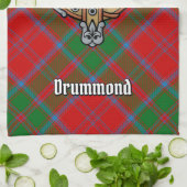 Clan Drummond Crest over Tartan Theedoek (Gevouwen)