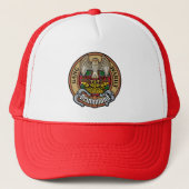 Clan Drummond Crest over Tartan Trucker Pet (Voorkant)