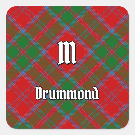 Clan Drummond Tartan Vierkante Sticker (Voorkant)