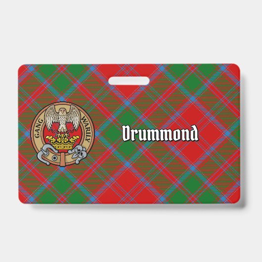 Clan Drummond Wapen over Tartan Badge (Voorzijde)