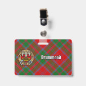 Clan Drummond Wapen over Tartan Badge (Voorzijde met clip)