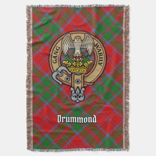 Clan Drummond Wapen over Tartan Deken (Voorkant Verticaal)