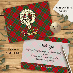 Clan Drummond Wapen over Tartan Folie Uitnodiging Briefkaart