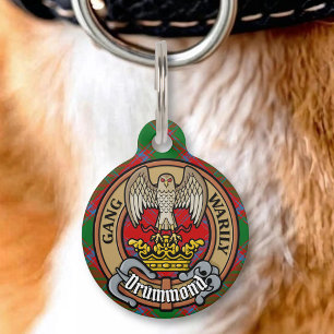 Clan Drummond Wapen over Tartan Huisdierpenning