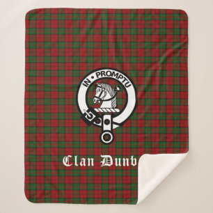 Clan Dunbar Crest Badge & Tartan Sherpa Deken