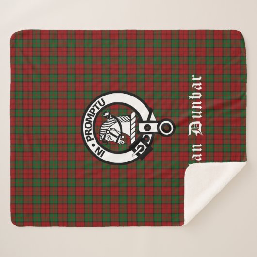Clan Dunbar Crest Badge & Tartan Sherpa Deken (Voorkant (horizontaal))