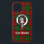 Clan Dunbar Tartan & Crest Badge Case-Mate iPhone Case<br><div class="desc">Schotse Clan Dunbar crest badge en aanpasbare tekst op tartan-achtergrond</div>