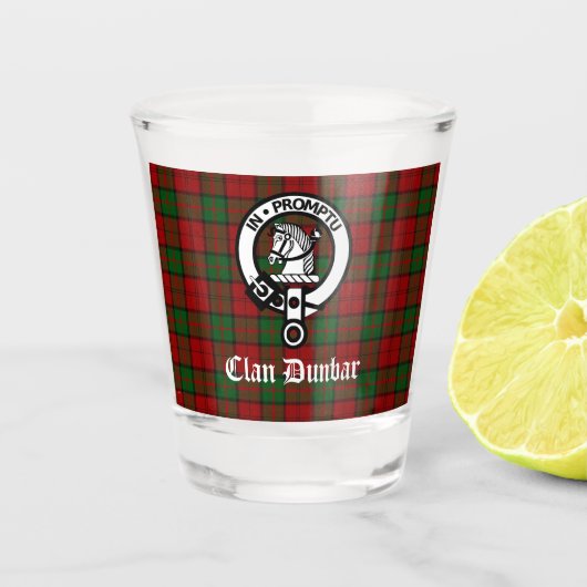 Clan Dunbar Tartan & Crest Badge Shot Glas (Voorkant)
