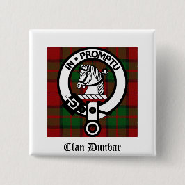 Clan Dunbar Tartan & Crest Badge Vierkante Button 5,1 Cm