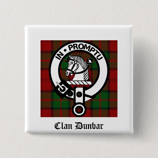 Clan Dunbar Tartan & Crest Badge Vierkante Button 5,1 Cm (Voorkant)