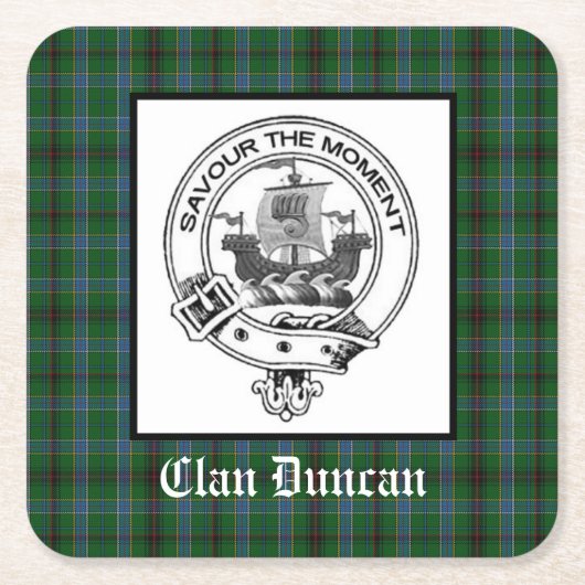 Clan Duncan Crest Badge & Tartan Kartonnen Onderzetters (Voorkant)
