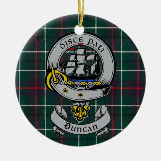 Clan Duncan Crest Badge & Tartan Keramisch Ornament (Voorkant)