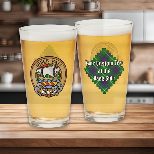 Clan Duncan Crest over Tartan Glas