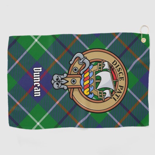 Clan Duncan Crest over Tartan Golfhanddoek (Horizontaal)