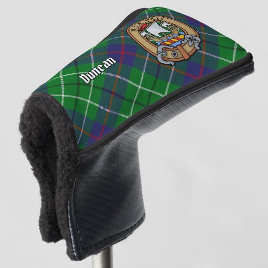 Clan Duncan Crest over Tartan Golfheadcover (3/4 voorkant)