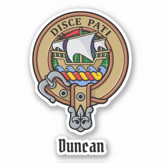 Clan Duncan Crest over Tartan Sticker (Voorkant)