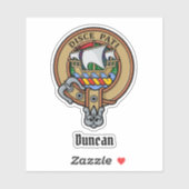 Clan Duncan Crest over Tartan Sticker (Vel)