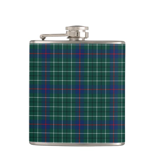 Clan Duncan Green en Blue Schotse Tartan Heupfles (Voorkant)