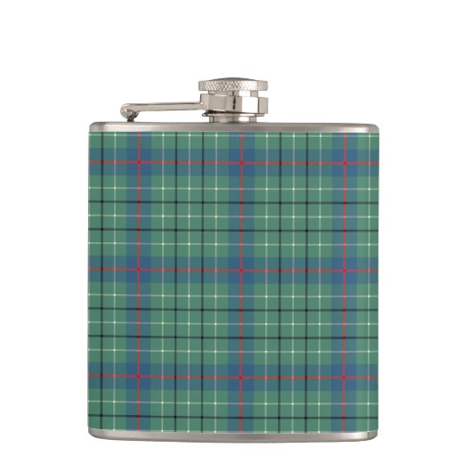 Clan Duncan licht groen en blauw oud tartan Heupfles (Voorkant)