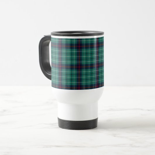 Clan Duncan Royal Blue en Turquoise Modern Tartan Reisbeker (Voorkant links)