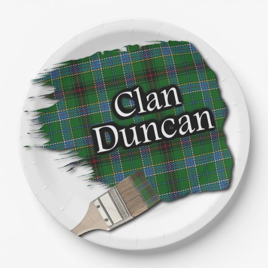Clan Duncan Scottish Tartan Paint Brush Papieren Bordje (Voorkant)