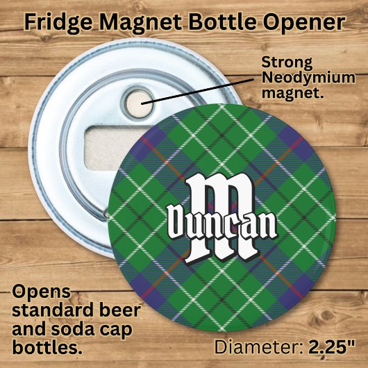 Clan Duncan Tartan Button Flesopener