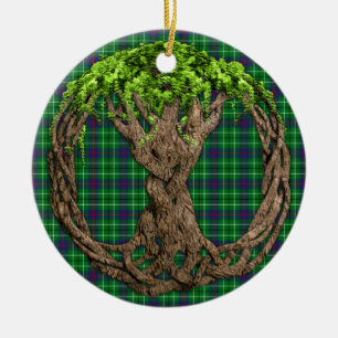 Clan Duncan Tartan en Keltische Levensboom Keramisch Ornament
