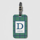 Clan Duncan Tartan Monogrammed Bagagelabel (Voorkant (verticaal))