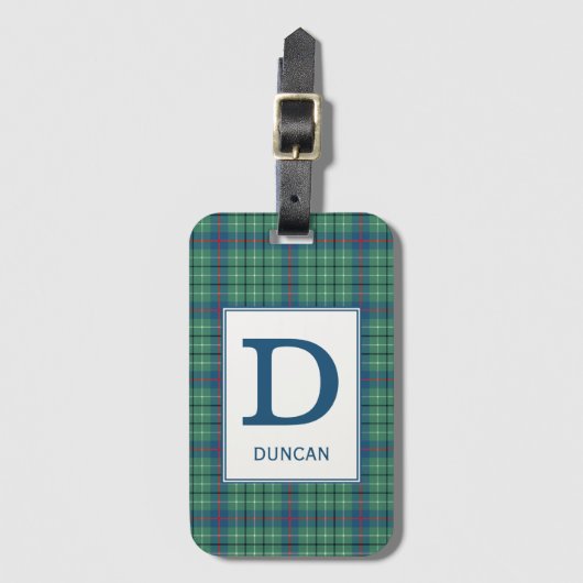 Clan Duncan Tartan Monogrammed Bagagelabel (Voorkant (verticaal))