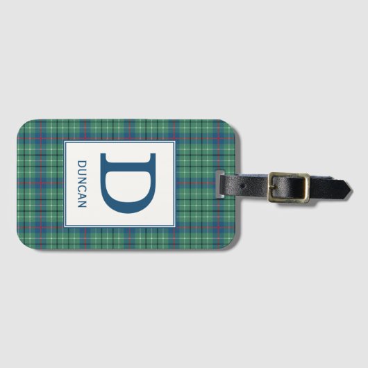 Clan Duncan Tartan Monogrammed Bagagelabel (Voorkant (horizontaal))