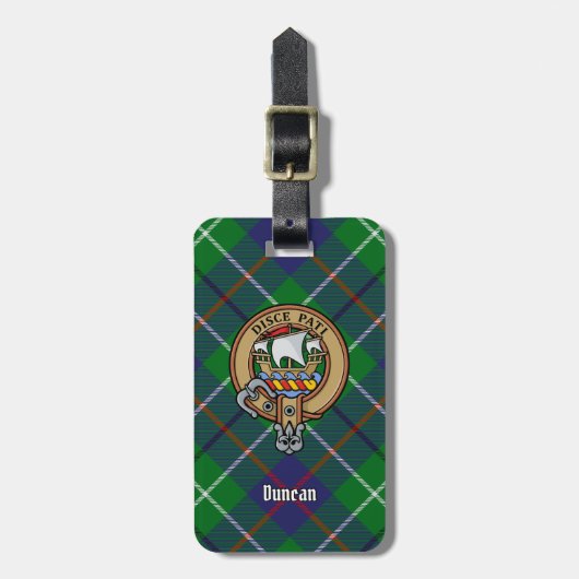 Clan Duncan Wapen over Tartan Bagagelabel (Voorkant verticaal)