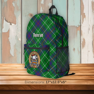 Clan Duncan Wapen over Tartan Bedrukte Rugzak
