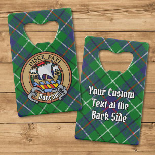 Clan Duncan Wapen over Tartan Creditkaart Flessenopener