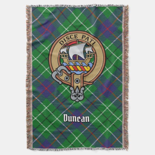 Clan Duncan Wapen over Tartan Deken (Voorkant Verticaal)