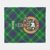 Clan Duncan Wapen over Tartan Fleece Deken (Voorkant (Horizontaal))