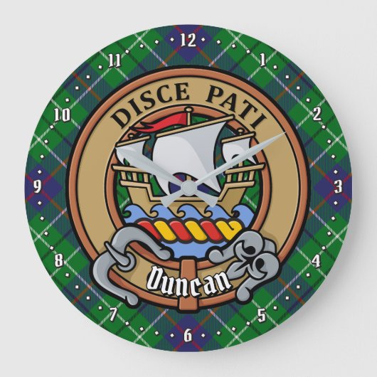 Clan Duncan Wapen over Tartan Grote Klok (Voorkant)