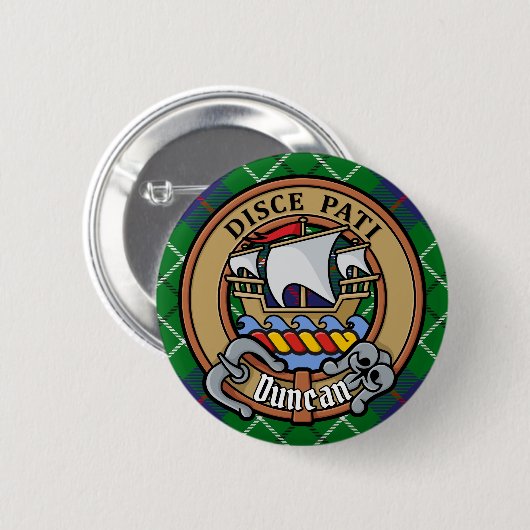 Clan Duncan Wapen over Tartan Ronde Button 5,7 Cm (Voorkant /achterkant)