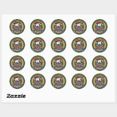 Clan Duncan Wapen over Tartan Ronde Sticker (Vel)