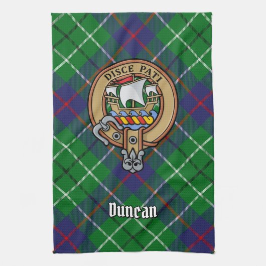 Clan Duncan Wapen over Tartan Theedoek (Verticaal)