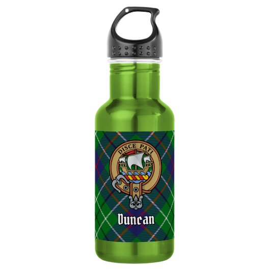 Clan Duncan Wapen over Tartan Waterfles (Voorkant)