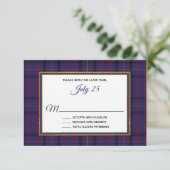 Clan Dundonald Tartan Pset Wedding RSVP Card (Staand voorkant)