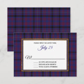 Clan Dundonald Tartan Pset Wedding RSVP Card (Voorkant / Achterkant)